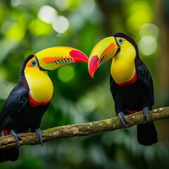 Obraz premium Toucan sitting on the branch in the forest