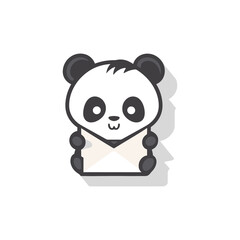 cute panda with envelope, love letter with cutie panda vector illustration