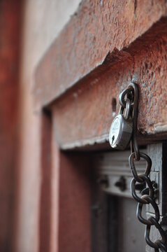 Ancient wooden gate,close up ,in Amber Fort,Jaipur ,India