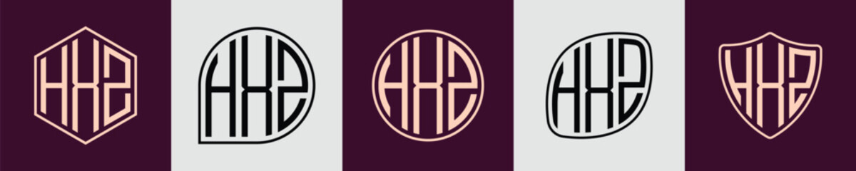 Creative simple Initial Monogram HXZ Logo Designs.