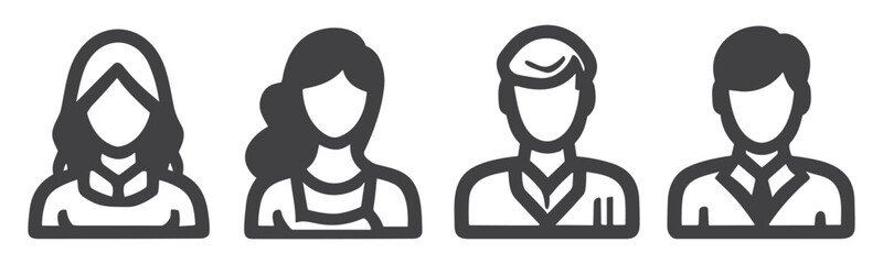 User symbol set line icon illustration