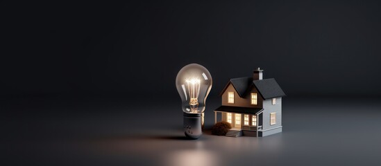 miniature house and light bulbs that light up.