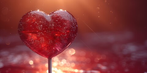 Glistening heart-shaped object in dim light. romantic and artistic mood conceptual image. ideal for love themes and valentine's celebrations. AI