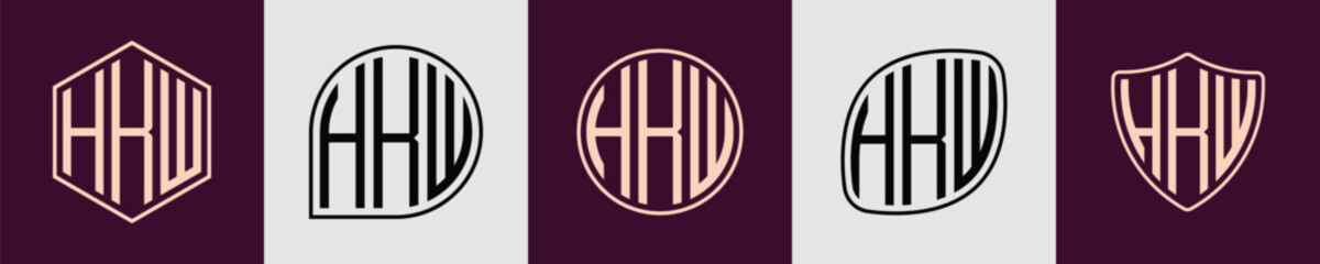 Creative simple Initial Monogram HKW Logo Designs.