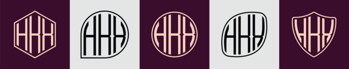Creative simple Initial Monogram HKX Logo Designs.
