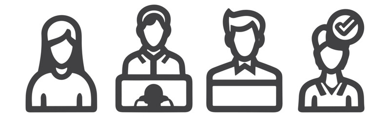 User symbol set line icon illustration