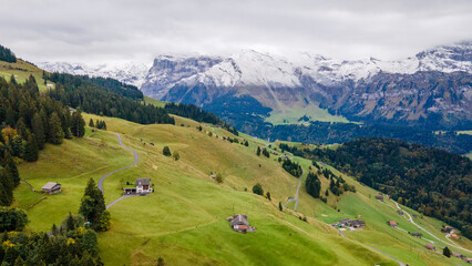 landscape of Switzerland, photo from a drone