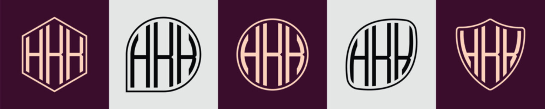 Creative simple Initial Monogram HKK Logo Designs.
