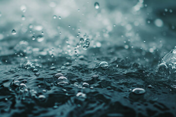 Top and close-up view of Air bubbles on the surface when it rain, selected focus, cinematography.