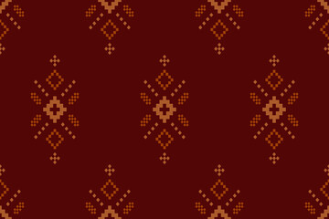 Red traditional ethnic pattern paisley flower Ikat background abstract Aztec African Indonesian Indian seamless pattern for fabric print cloth dress carpet curtains and sarong