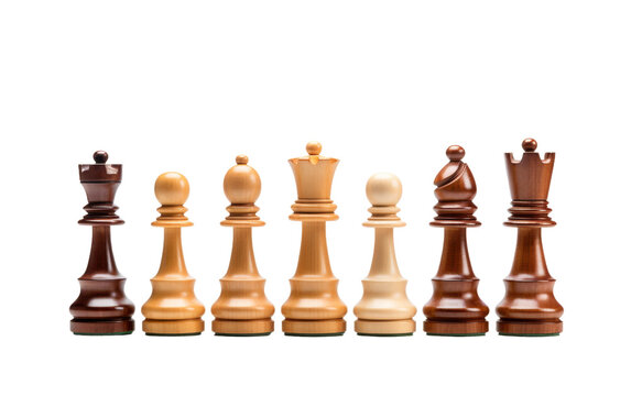 Classic Wooden Chess Set in Isolation on White Background