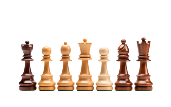 Classic Wooden Chess Set in Isolation on White Background