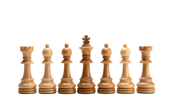 White Background Classic Wooden Chess Set Isolation