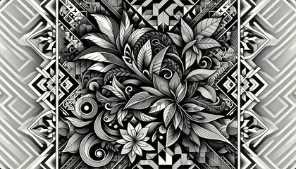 Black and White Flower Pattern textured Background