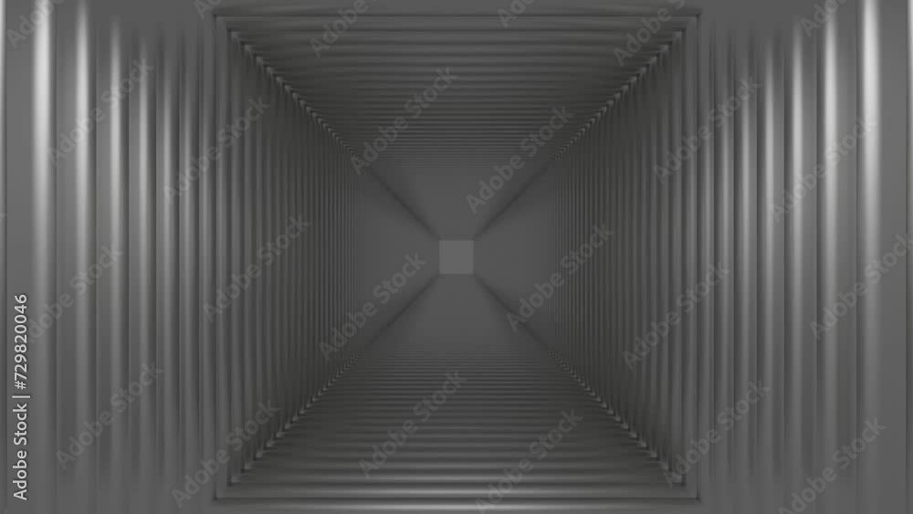 Poster endless movement forward along a gray corridor made of square frames. animated looping background. 3