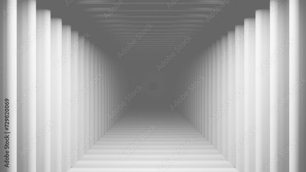 Poster endless movement forward along a gray corridor made of square frames. animated looping background. 3