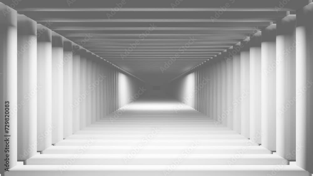 Poster endless movement forward along a gray corridor made of square frames. animated looping background. 3