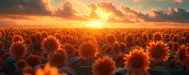 Rolgordijnen sunset in the field  - sunflowers © xavmir2020