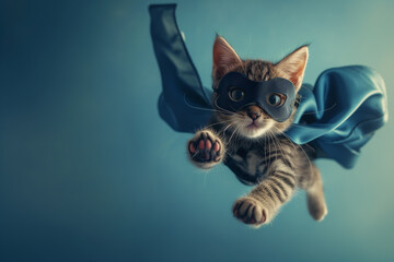 Flying superhero cat