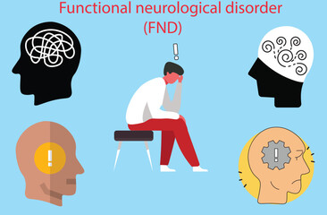 Functional,neurological,disorder,vector,anxiety,worry,fear,depression,sad mood,Dyslexia as learning disorder and understanding problem tiny person concept. Mental illness with text reading difficulty,