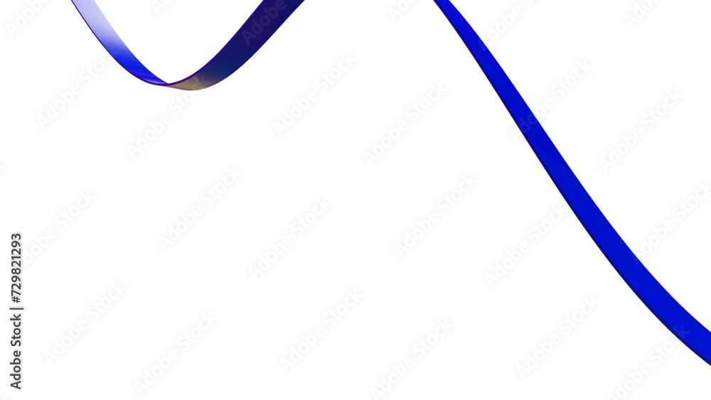 Poster blue glossy stripe moves on a white background. animated looping background. 3d render
