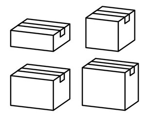 段ボールのベクターイラスト、黒い線
