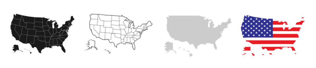 Fototapeta na wymiar USA map set. 