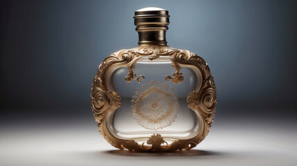 Ornate Gold-Embellished Perfume Bottle