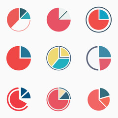 Pie chart Social media icon Pro style Vector Set
