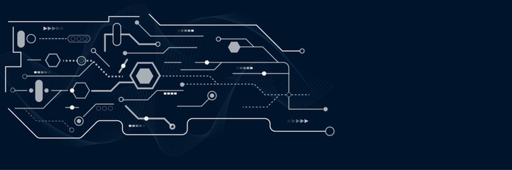 Vectors Digital technology and science background Quantum computer technologies concepts, large data processing. Futuristic blue circuit board background