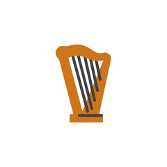 Harp musical instrument flat icon