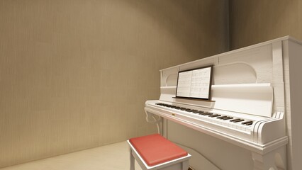piano with simple background 3d render