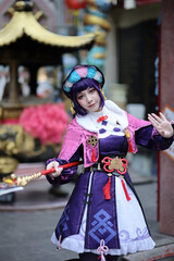 Obraz premium Portrait of a beautiful young woman game Cosplay with Chinese dress