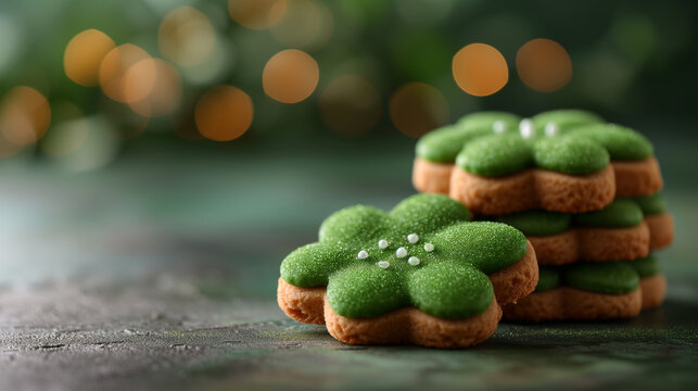 St. Pattys Holiday Treat. Clover Shaped Sugar Cookies.