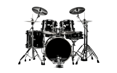 White Background with Isolated Drum Set and Sticks