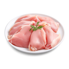 Fresh red sliced raw pork and chicken for a meal 