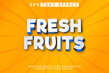 editable 3D cartoon text effect featuring fresh fruits
