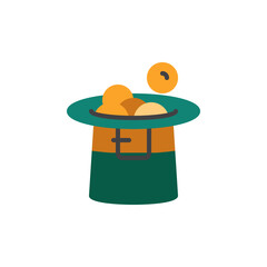 Leprechaun hat with gold coins flat icon