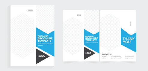 Bifold brochure design, Clean style annual report template, A4 editable company profile, and vector handbook design