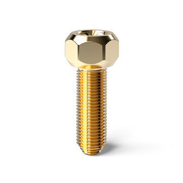 A set of commonly used fasteners: bolt, nut, screw, and bolt, each with unique threading and purposes