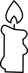 Candle silhouettes for religion commemorative and party icon. Vector Black linear symbol isolated on transparent background. Editable stroke for ui and ux, website or mobile application