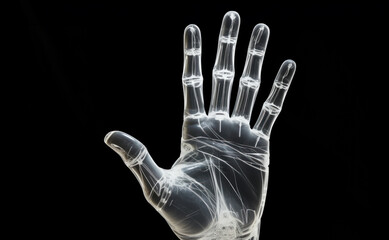 X-Ray Image of a Human Hand with Visible Bones