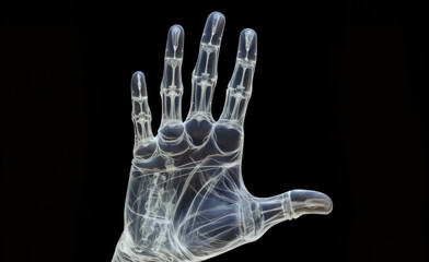 X-Ray Image of a Human Hand with Visible Bones