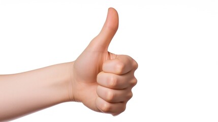 Thumbs Up Hand Gesture on a Plain White Background