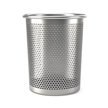 Metal trash can isolated on white background.