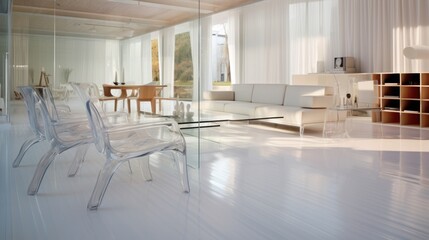 Sleek Interior with Transparent Acrylic Chairs and White Décor