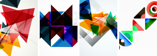 Triangle poster geometric background set