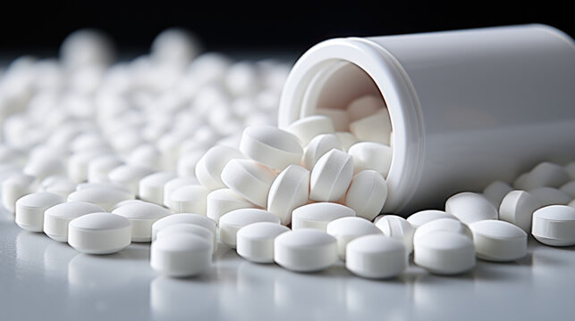Spilled White Pills from Prescription Bottle