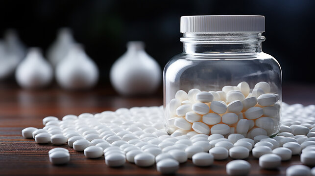Spilled White Pills from Prescription Bottle