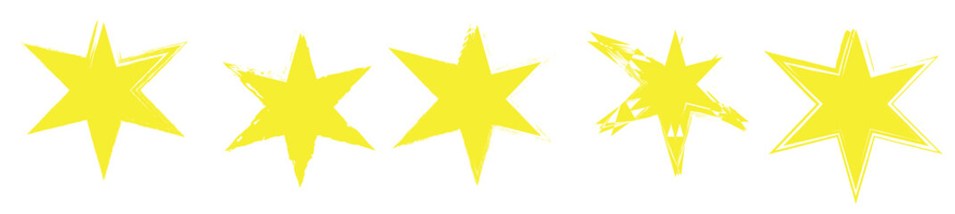 Obraz premium Shape elements, abstract. Graphic yellow stars among scribble doodles, color collage. Flat vector illustrations isolated on white background